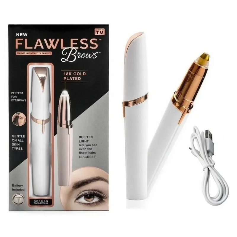 Caneta Depilador Sobrancelha Indolor Recarregável USB Flawless Brows.