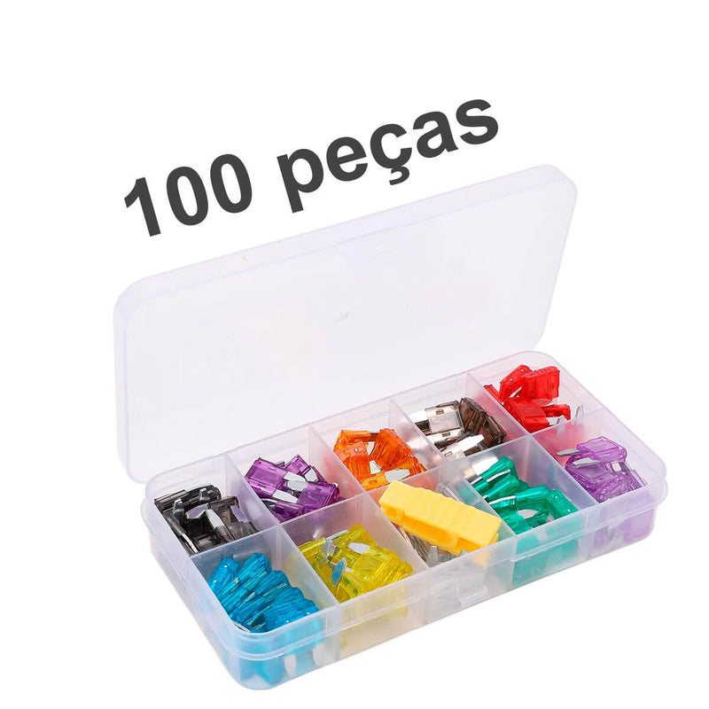 Kit Fusível Automotivo 10 Modelos [100 Peças]